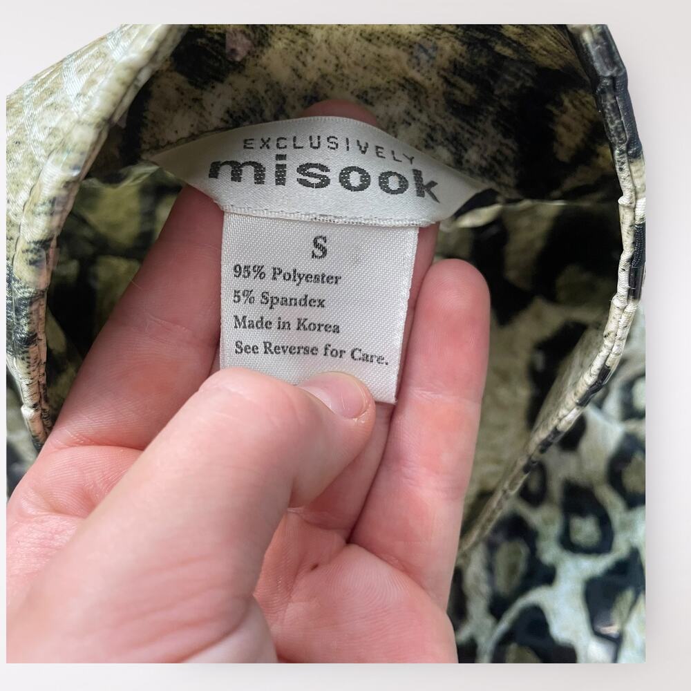 Misook Vintage Y2k Green Leopard Print Jacket Siz… - image 2